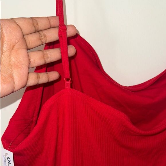Old Navy Bright Red adjustable strap snap buttoned ribbed bodysuit 3x NWT - Picture 7 of 11